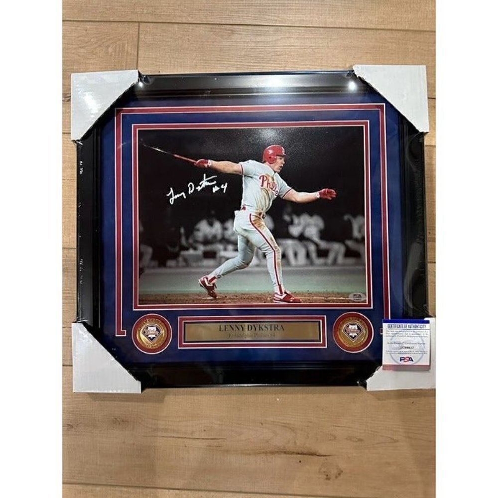 Lenny Dykstra signed autographed Philadelphia Phillies 11x14 photo framed PSA